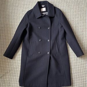 Soia & Kyo Classic Black Wool Overcoat Women’s Large Button Closure
